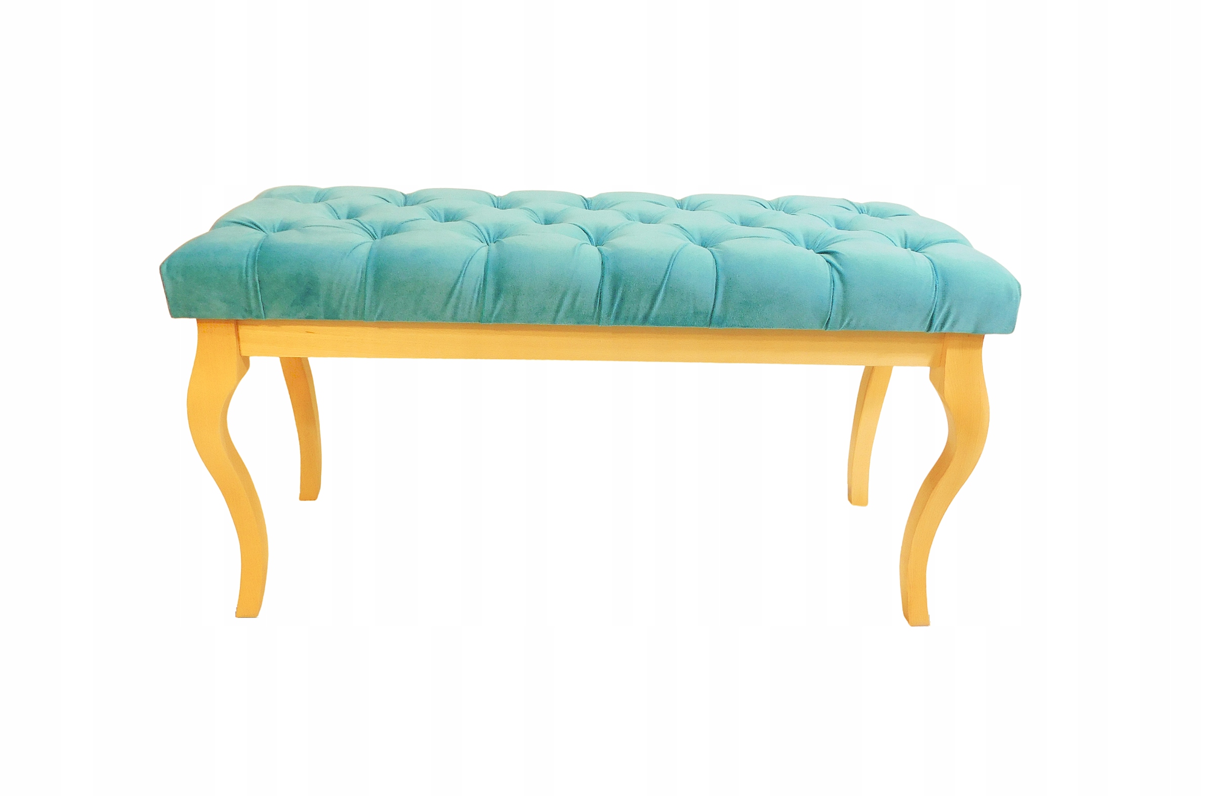 Sedák: čalouněná lavička s prošívaným lakem natura tyrkys 100x40 cm H56 cm