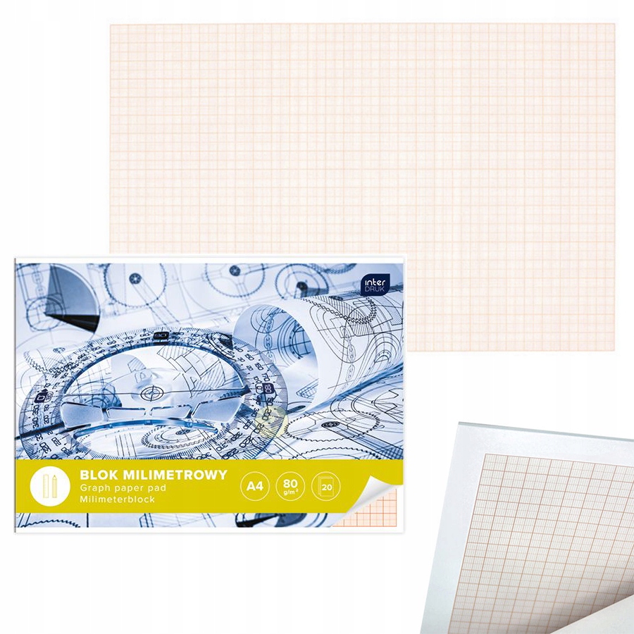 

Blok Papier Milimetrowy A4 80g 20 kartek Interdruk