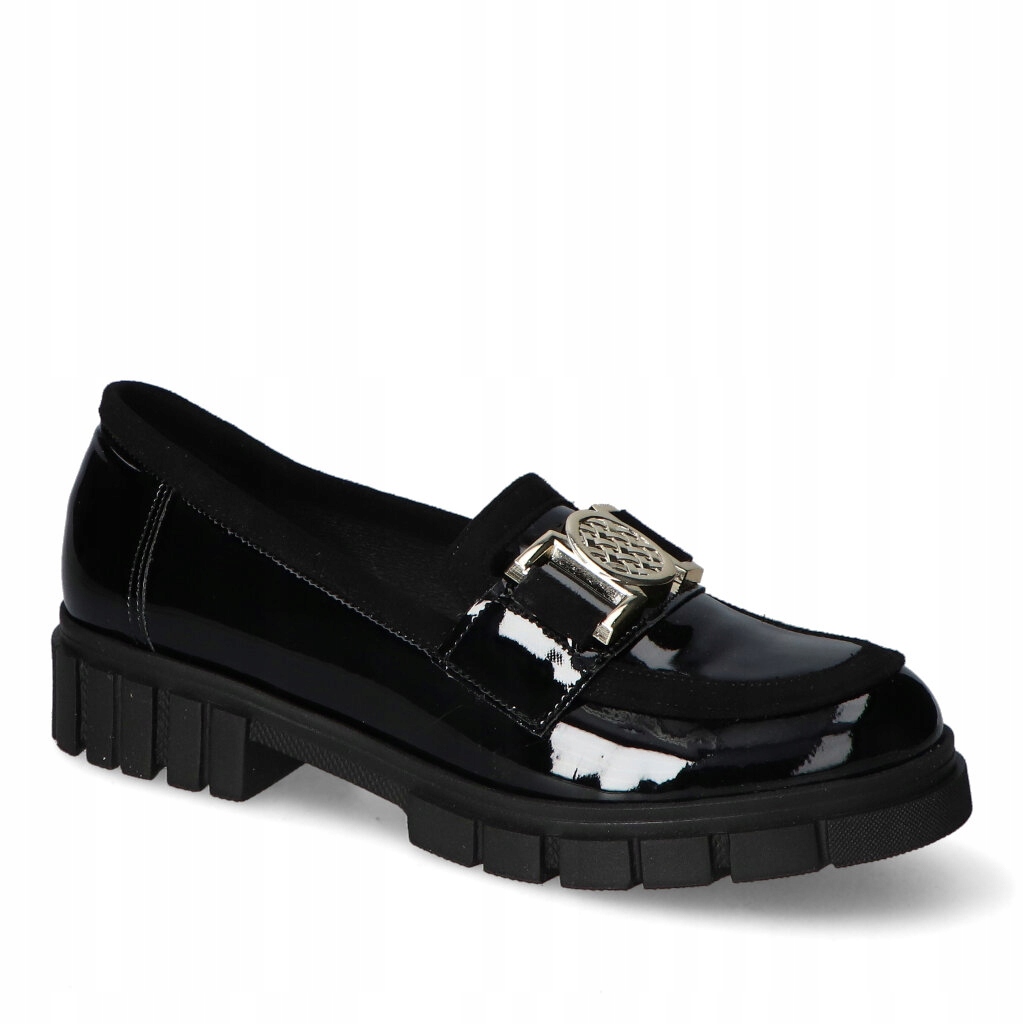 Mokasíny For-But 089/M/2 Černý lak semiš 36