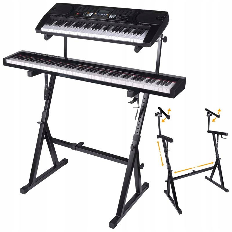 Stativ Stojan Na Klávesy Piano Orgány Dvojitý Nastavitelný