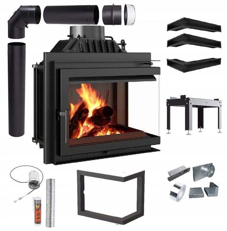 Krbová Rohová Krbová Vložka Simple 8 Pravá Eko Sada Trubky Lufty Rámeček