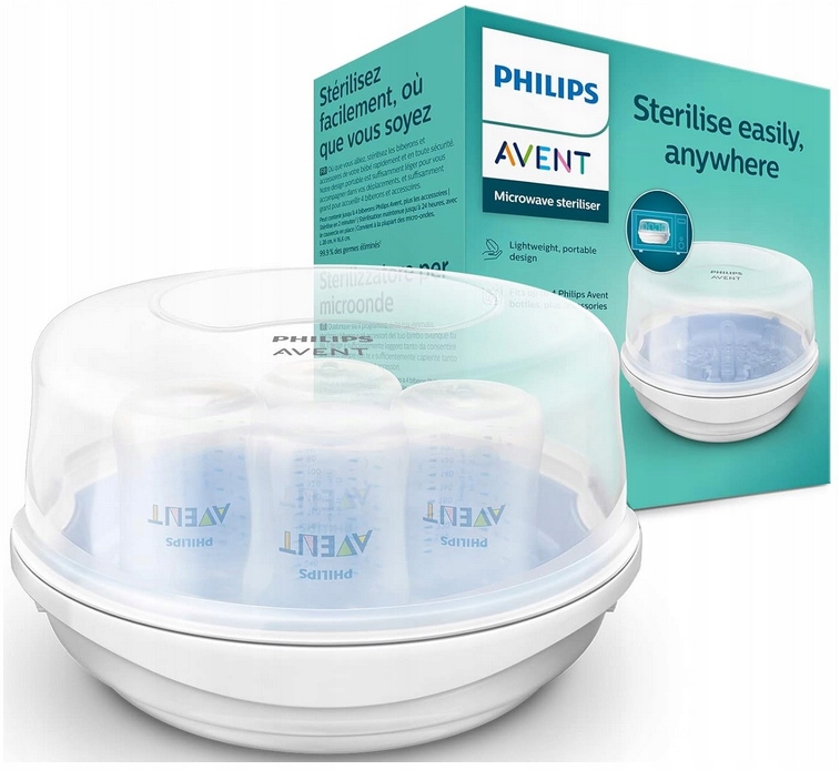 Philips AVENT Sterylizator mikrofalowy, przenośny, z klipsami zabezpieczającymi