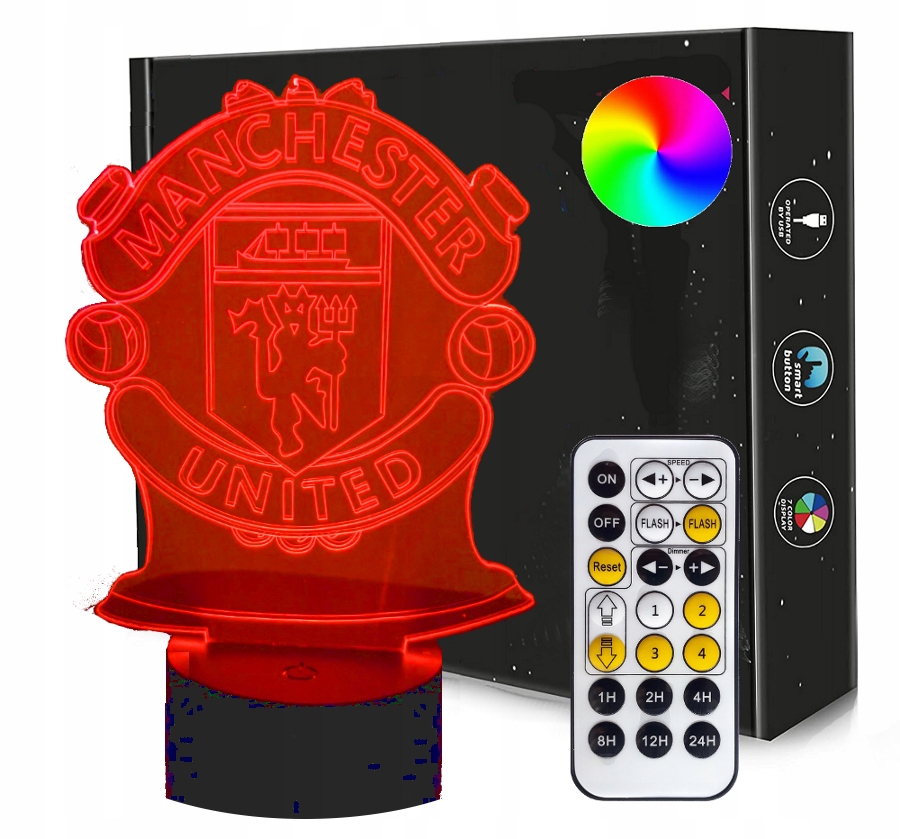 

Lampka nocna 3D Led Fc Manchester United kabel Usb