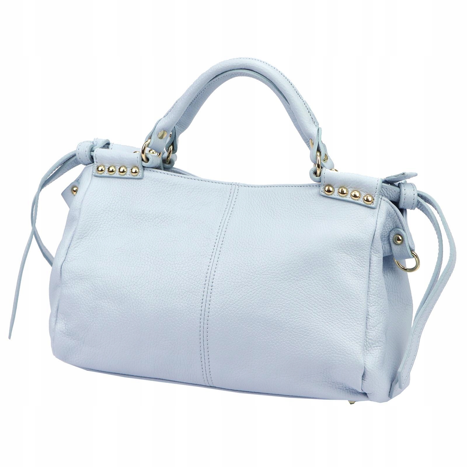 Torebka skórzana torba damska Camilla Premium Dollaro błękitna