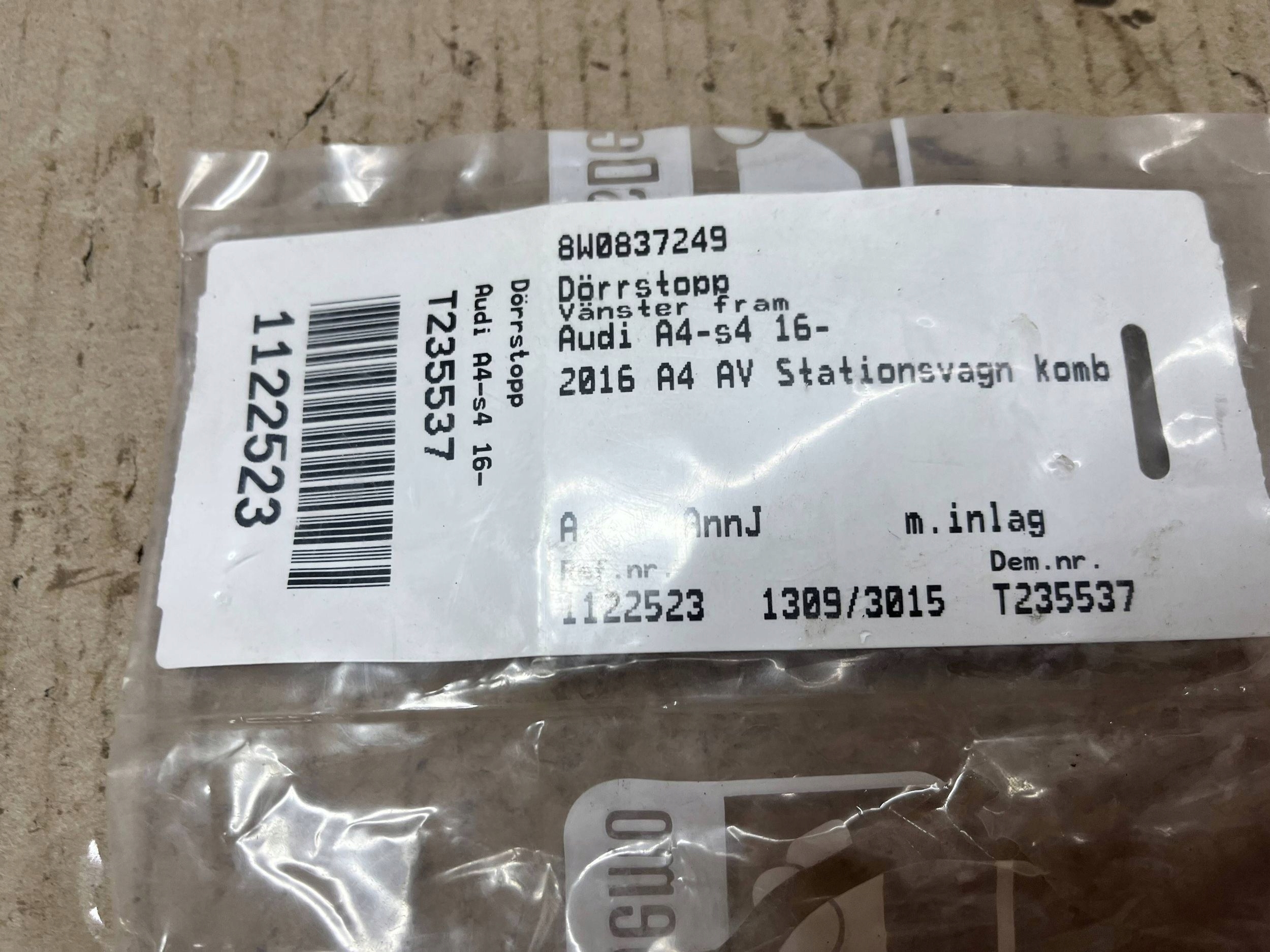limiter door przednich Audi A4 S4 B9 8W0837249