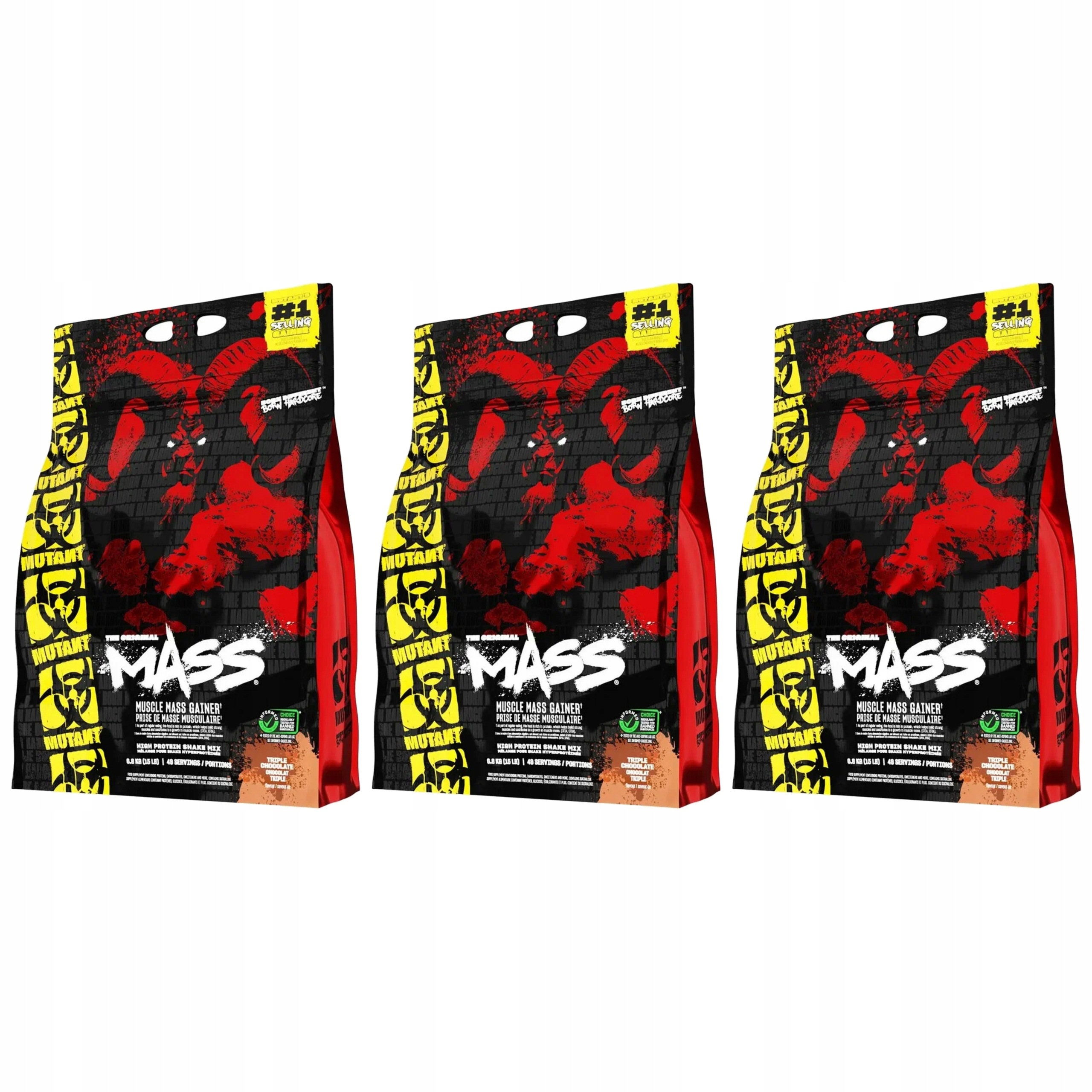3x Gainer Svalová hmota 6800 g Sacharidy Bcaa Mutant Mass