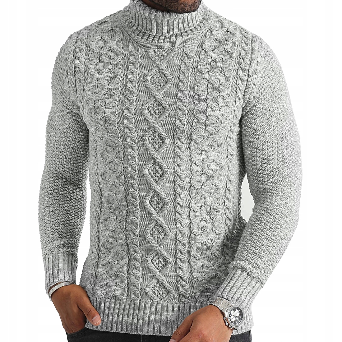 Pánský svetr Rolák Teplý Tlustý Pružný Mikina Se Stojáčkem