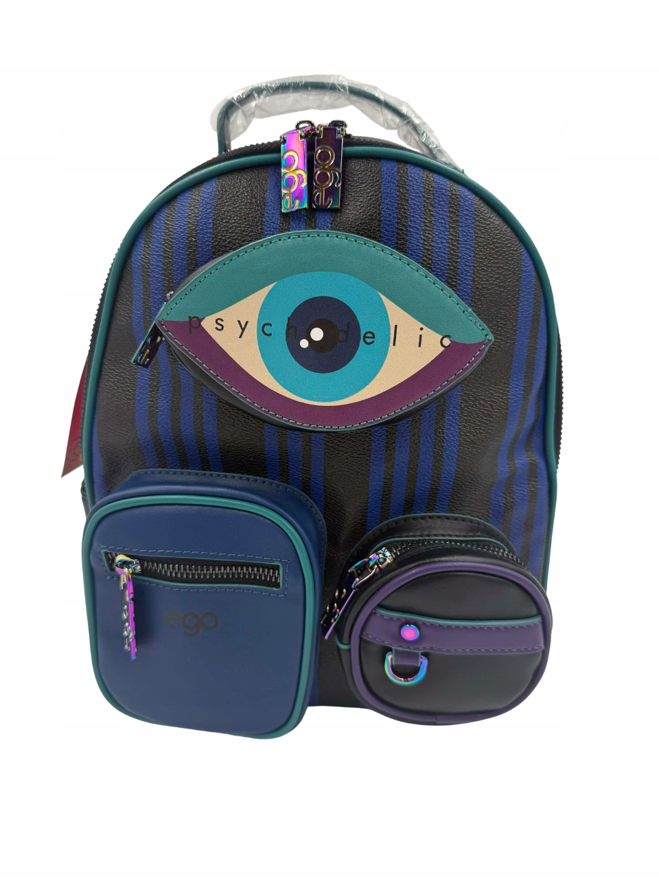 Dámská kabelka-batoh Ego – eko-kůže, černá, multicolor