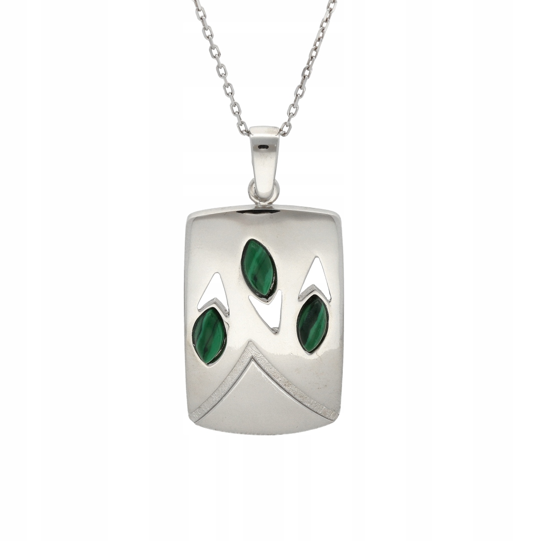 Přívěsek s malachitem, obdélník, stříbro