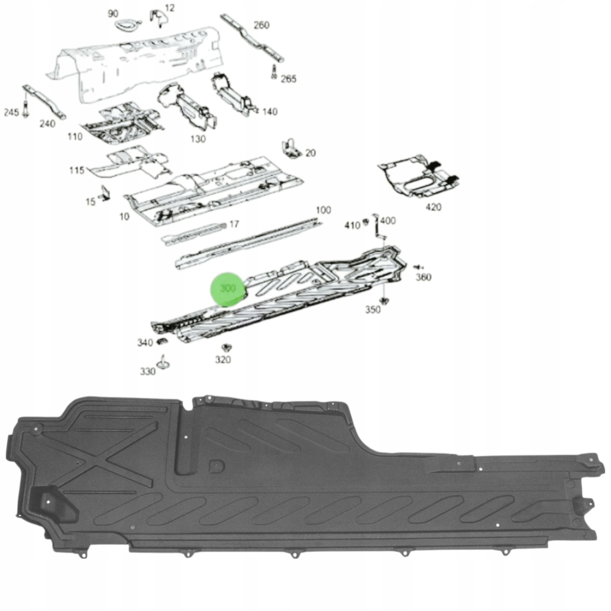Ochranná Deska Podvozku Pravá A2536800207 Mercedes Glc X253 C253 2015-2019