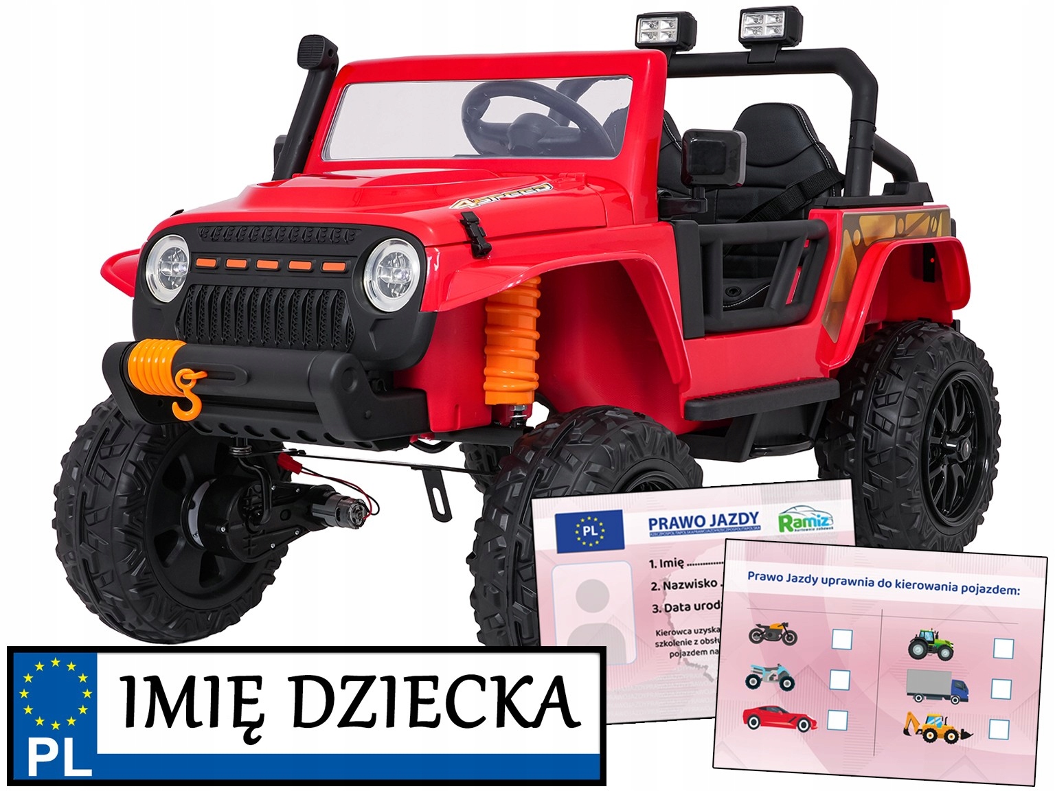 auto elektryczny Jeep Monster 4 mocne silniki 200W pilot dla rodzica