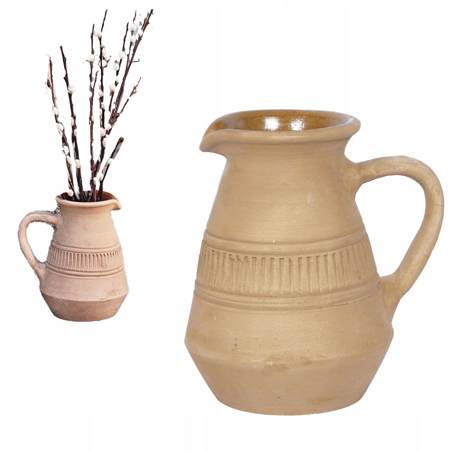 Dekorativní Váza Na Květiny Hliněná přírodní rustikální 20 cm