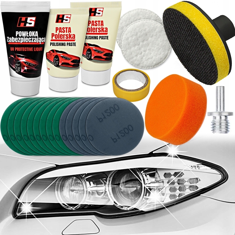 Zestaw Do Polerowania Regeneracji Odnowy Lamp Reflektorów Renowacja Powłoka