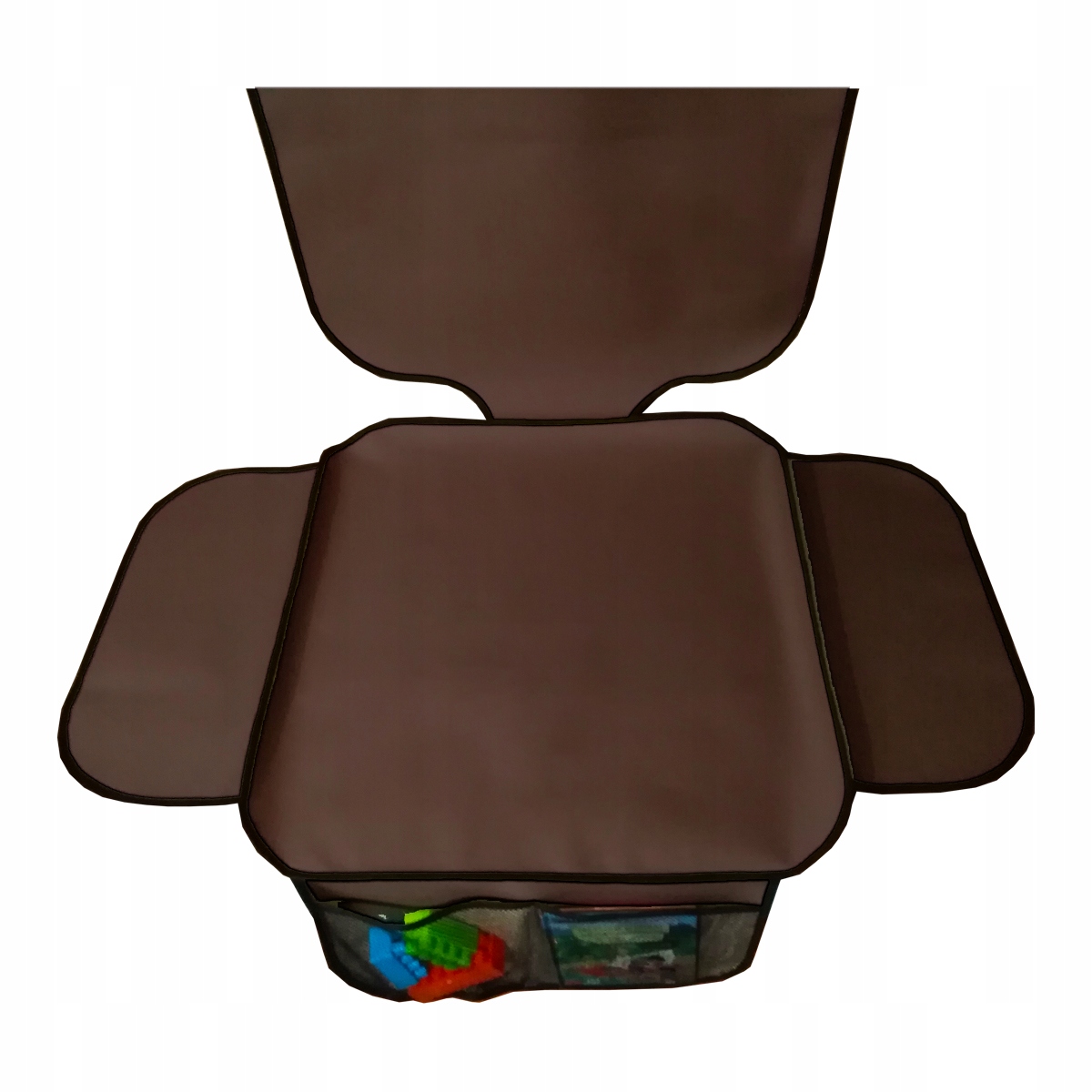 MATA OCHRONNA POD FOTELIK Z ORGANIZEREM WODOODPORNA DUŻA ISOFIX - BRĄZOWA Marka Matapodfotelik