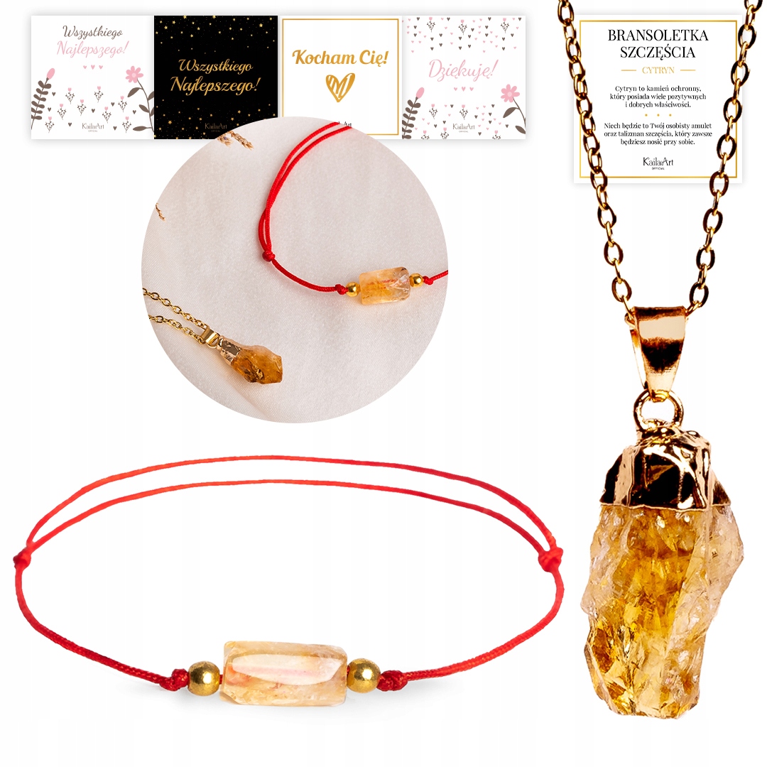 Sada Náramků S Kamenem Na Provázku Červená Dámský Zlatý Náhrdelník