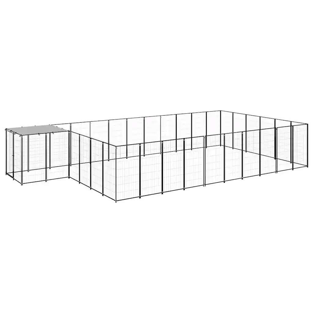 Levně Psí kotec černý 19,36 m² ocel