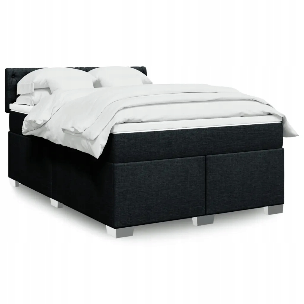 vidaXL Box spring postel s matrací černá 140 x 190 cm textil