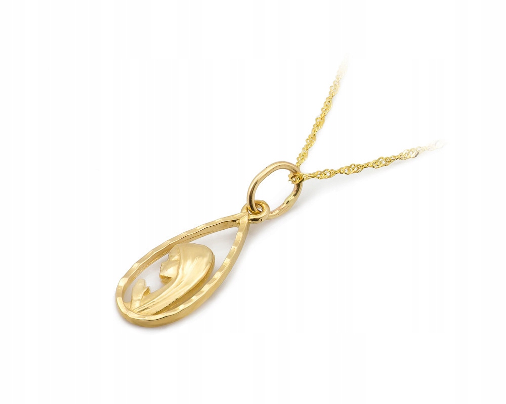 ZŁOTY ŁAŃCUSZEK Z MEDALIKIEM pr333 Komunia Chrzest Materiał Złoto