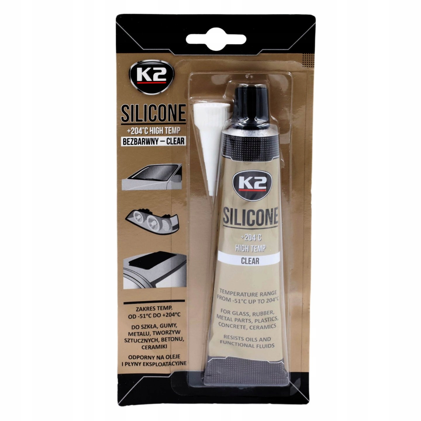 

Silikon Bezbarwny K2 +204°C Przezroczysty 85g