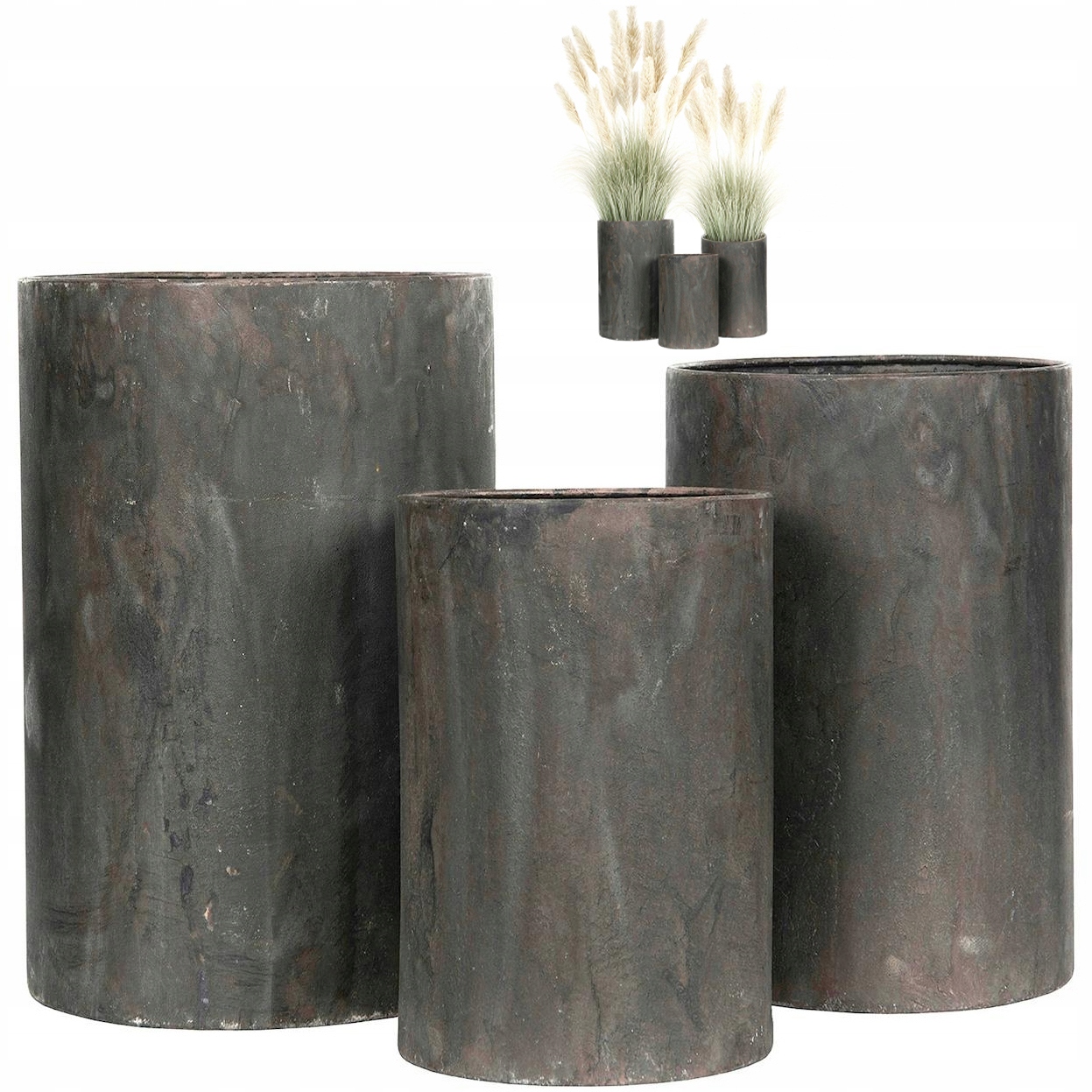 Kvetináč Na Balkon Teras Veľký 60 cm Na Palmu Trávy Domu Loft 3 Ks Kvetináč