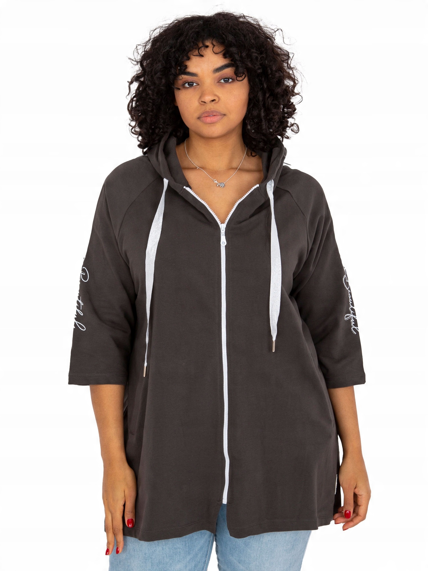 

Długa Bluza Damska Dresowa Plus Size z kapturem