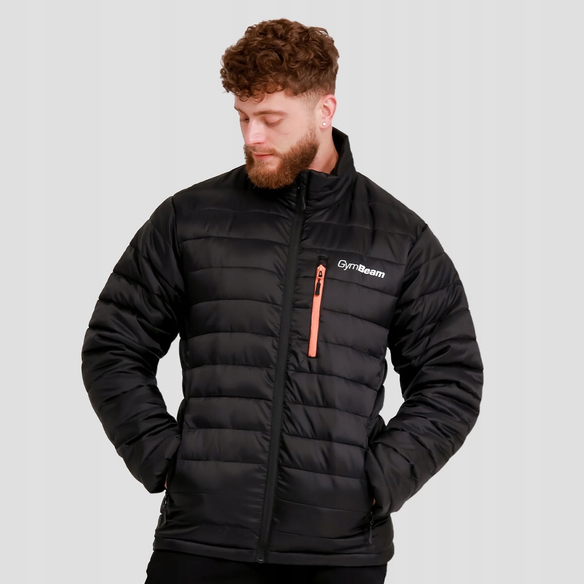 GymBeam Męska kurtka Puffer Black/Orange L