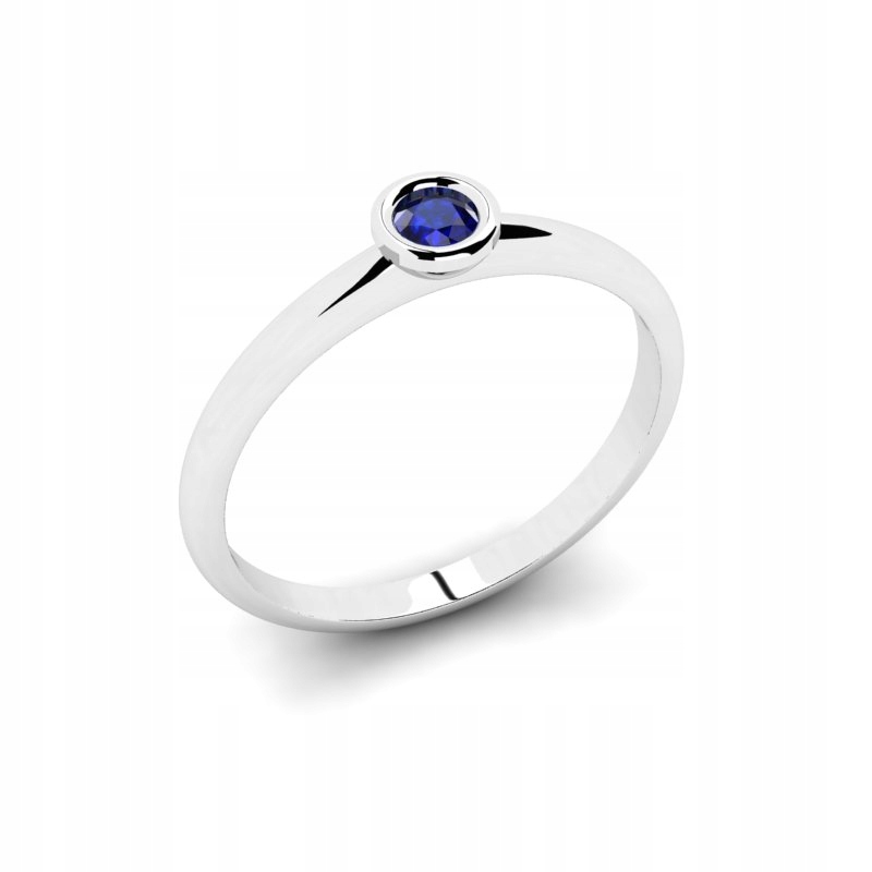 

Pierścionek Z Białego Złota Z Szafirową Cyrkonią