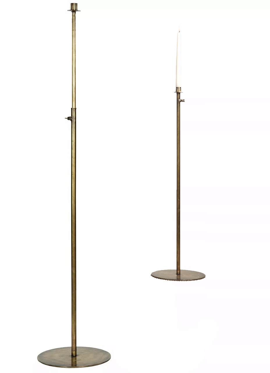 Podlahový Svícen Zlatý kandelábr kovový nastavitelný 82-154 cm do obývacího pokoje