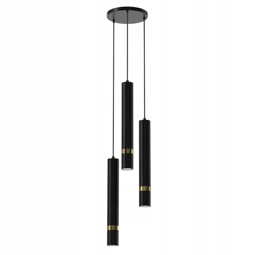 Tri asymetricky visiace čierne puzdrá, luster Joker do spálne a obývačky