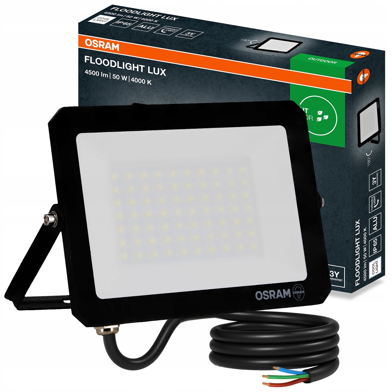 Naświetlacz Osram Floodlight Lux 50W 4000K biała neutral 4500lm IP65 czarny