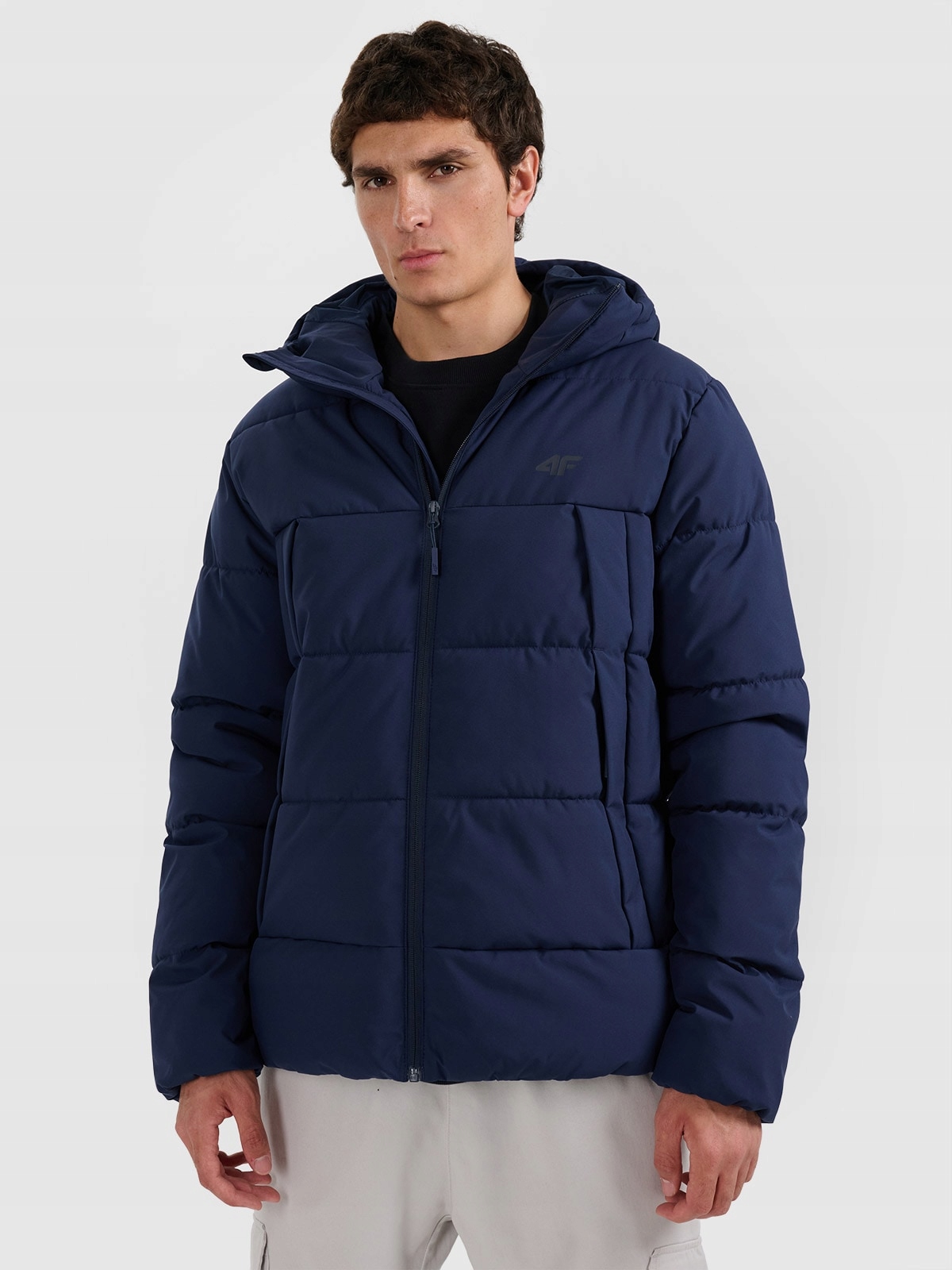 4F Pánská péřová bunda Granátová XXL