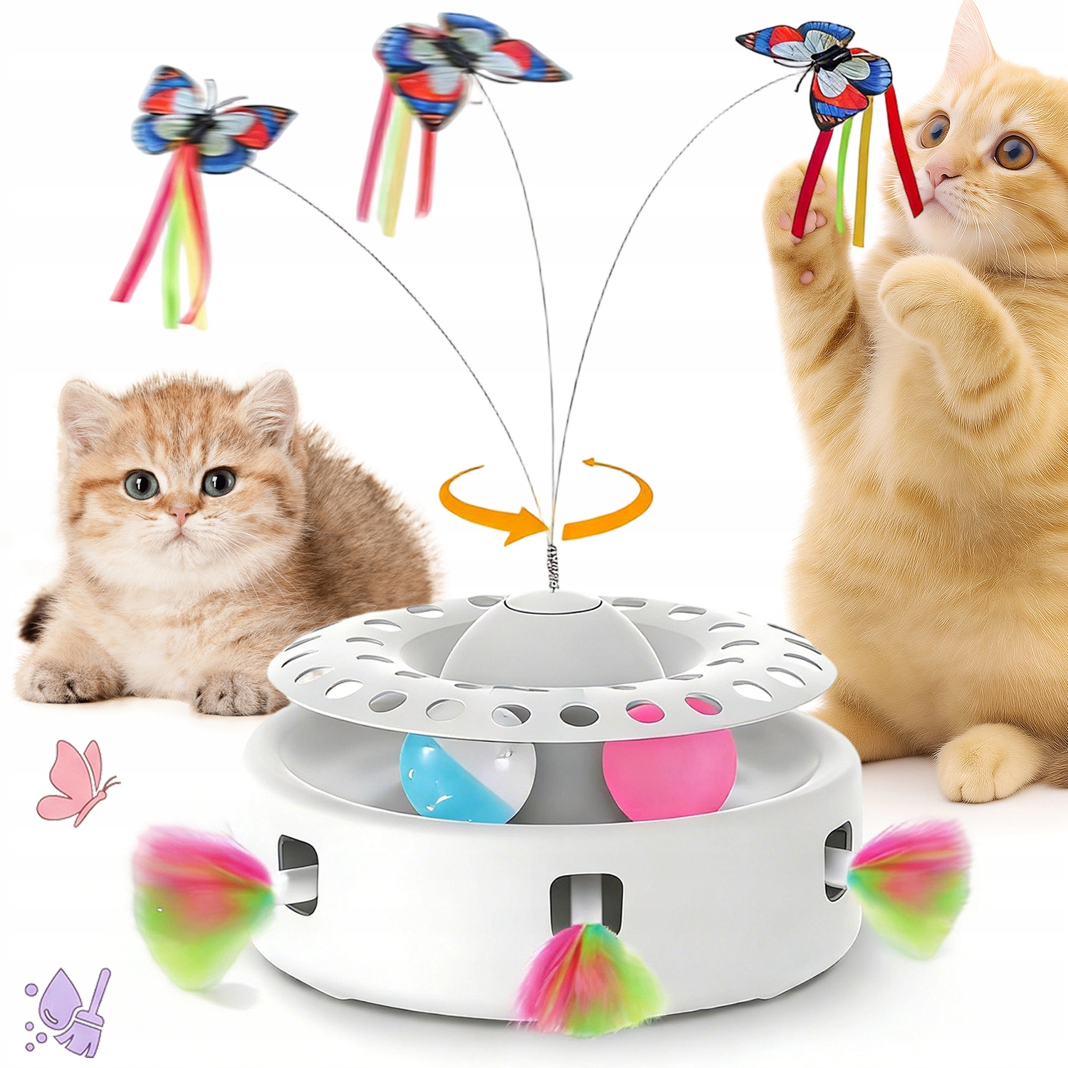 Elektrická Hračka Pro Kočky S Peřím Automatická Otočná Hračka Kočky