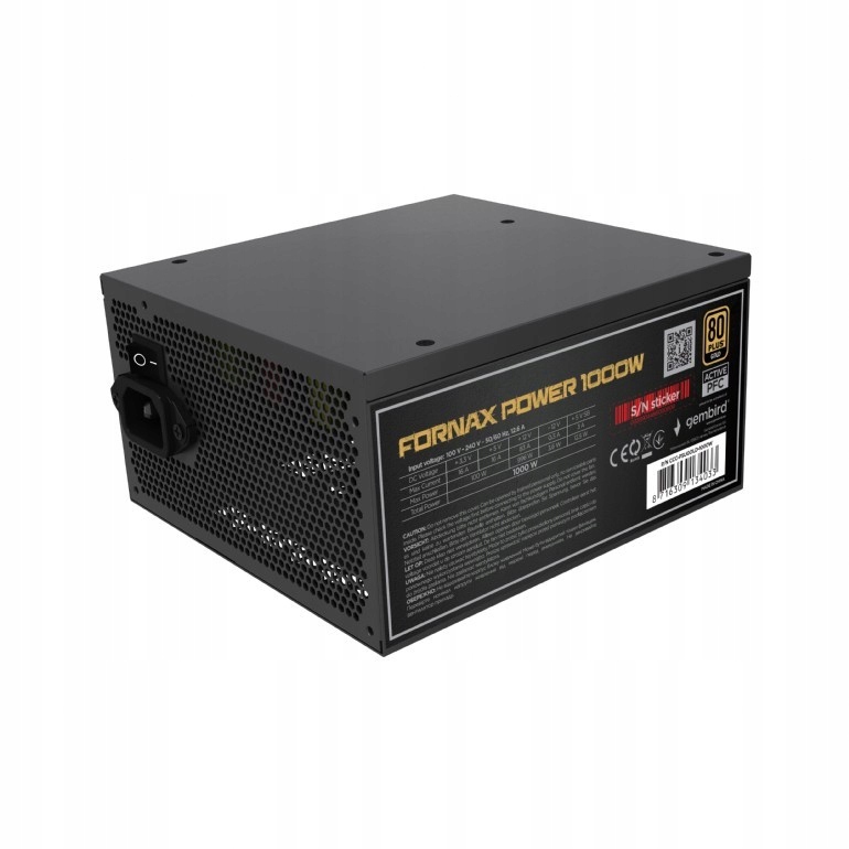 Gembird Napájací zdroj Atx s výkonom 1000 W aktívny Pfc 12 cm fanúšik 80+Gold