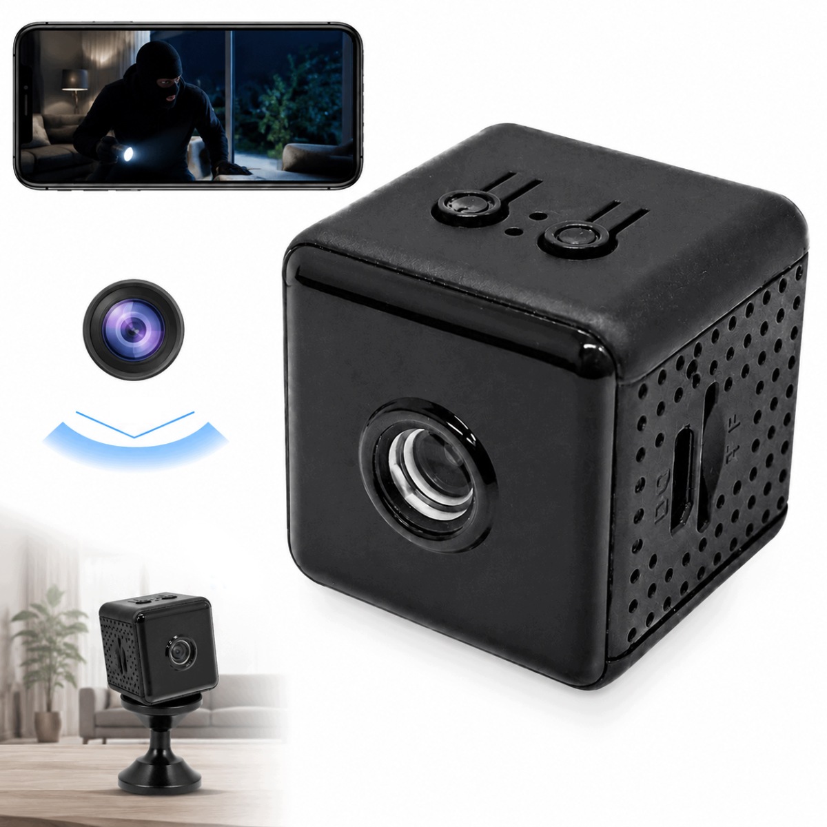 Mini Kamera Szpiegowska Full Hd Wifi ukryta Detekcja Niania Dyskretna