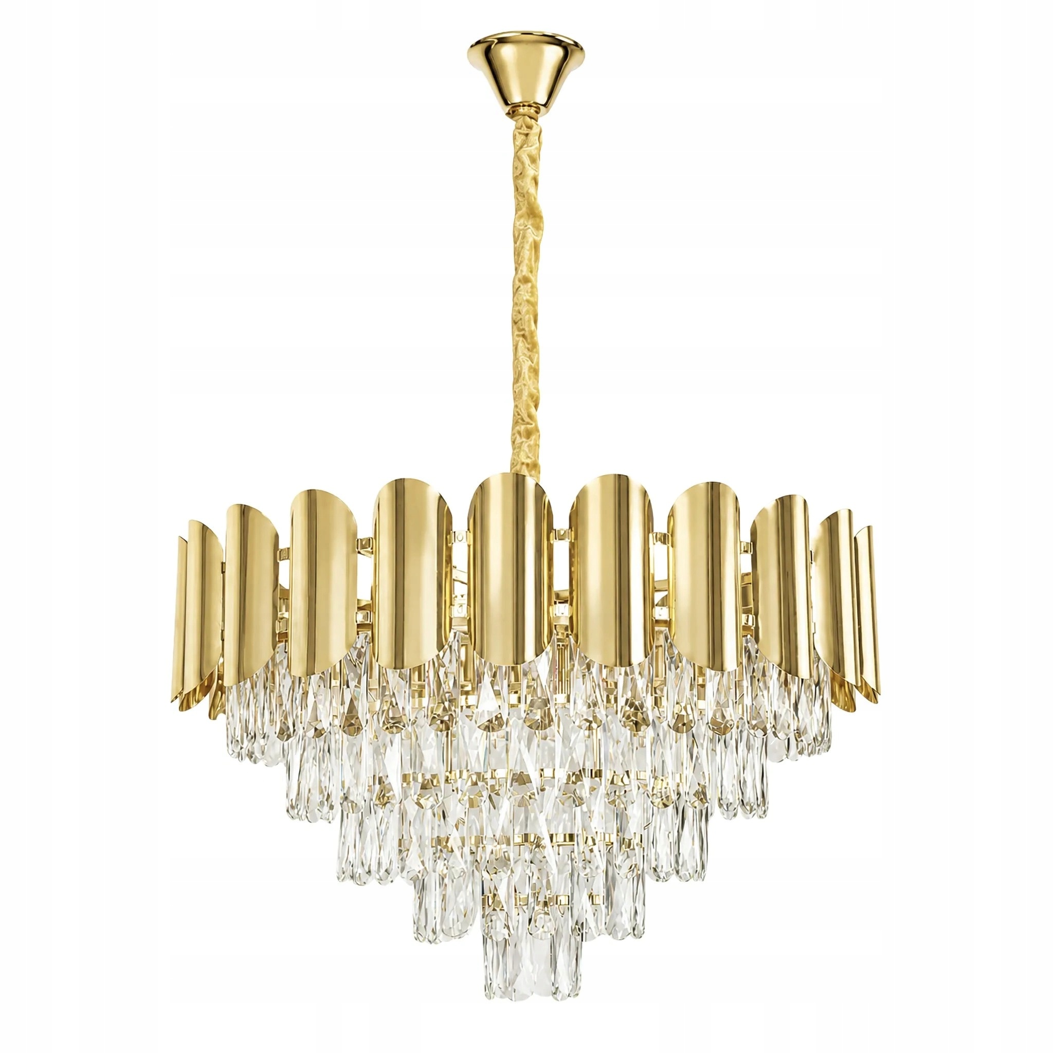 Závěsná lampa Kulatá Zlatá Křišťálová 60 cm 9 bodů E14 Toolight