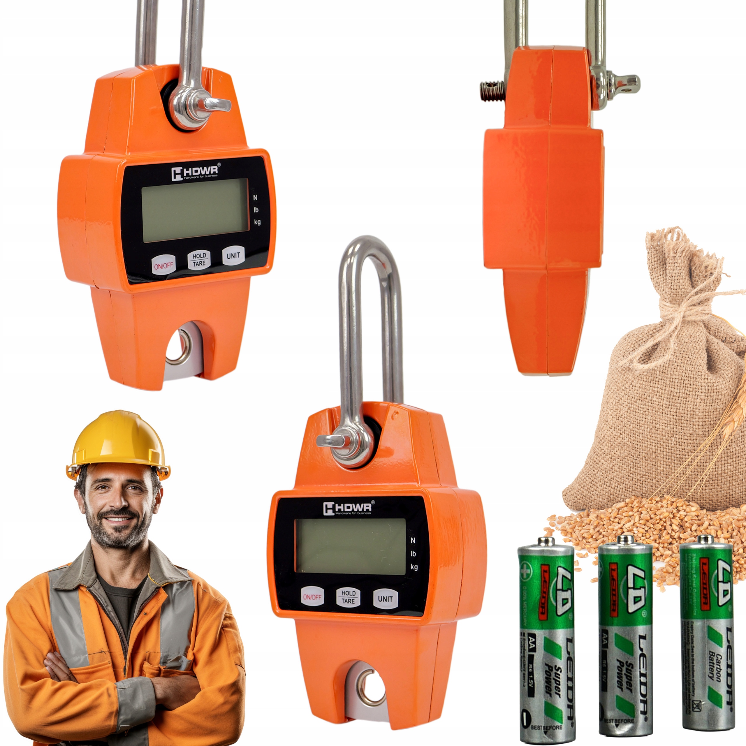 Kompaktní Skladovací Váha 300KG elektronická háková LCD na baterie, výkonná