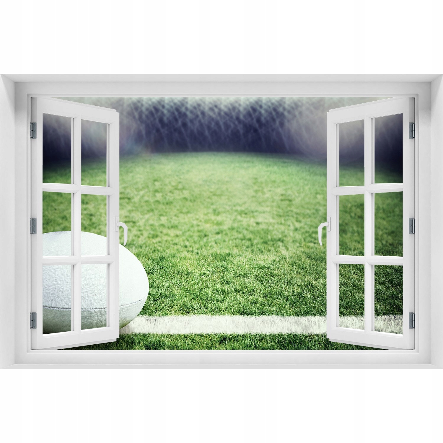 

3D Okno Naklejka na ścianę Piłka w rugby 120x80