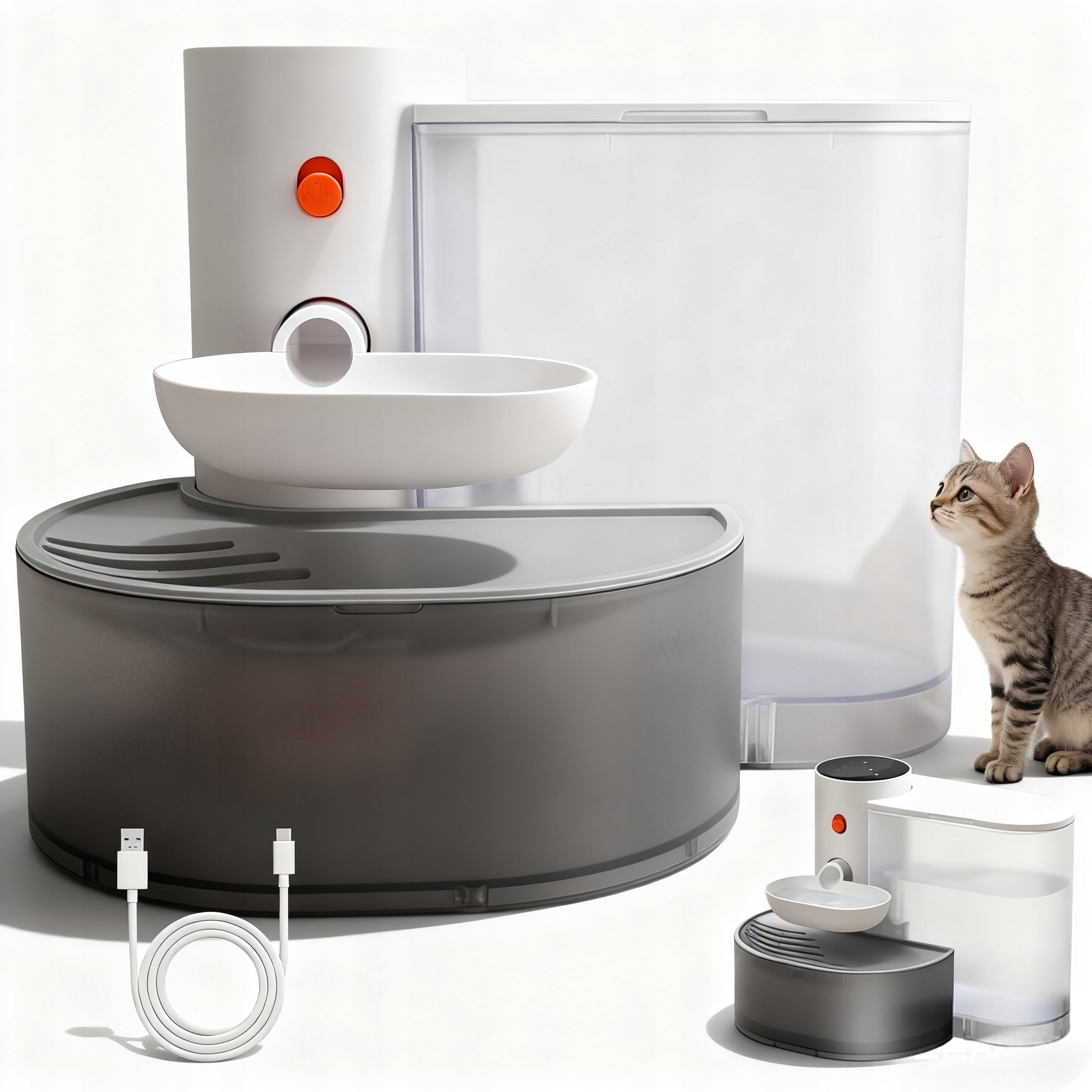 Levně Fontána S Vodou Pro Zvířata Automatická 3L Tichá Bezdrátová Pumpa