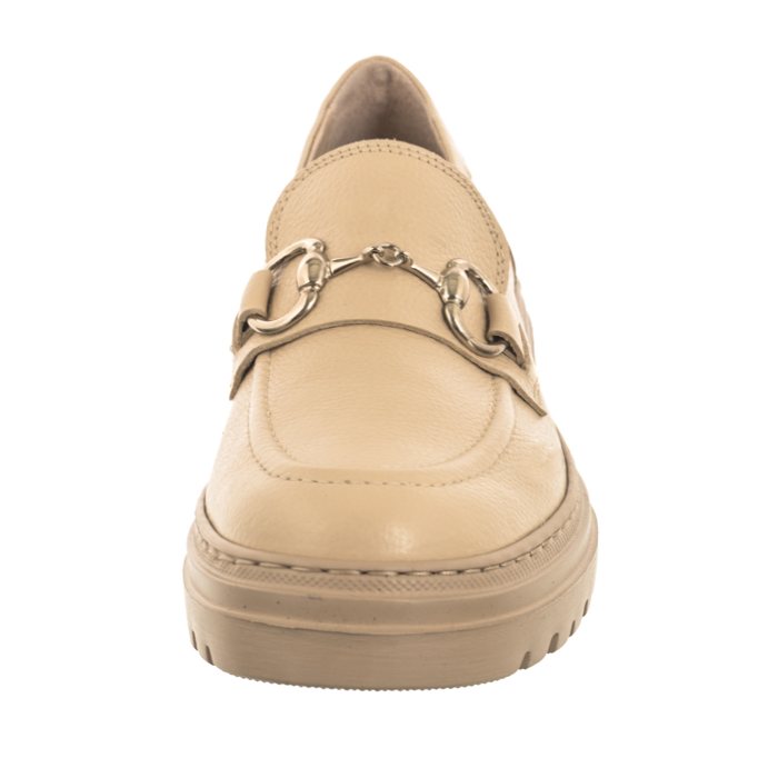 Buty Półbuty Mokasyny Skórzane Damskie Ryłko Beżowe C2R39_BX _JE8F Wzór dominujący bez wzoru