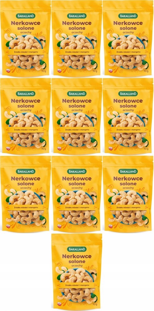 Bakalland Nerkowce Lekko Solone 70G Orzeszki Słone x10