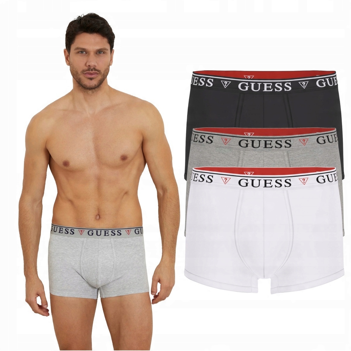 Pánské Bavlněné Boxerky Trojbalení 3 Páry 3 Balení Logovaný Set Guess L