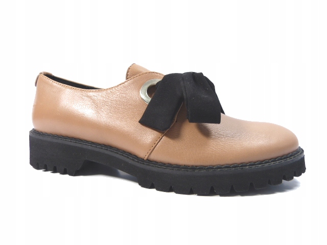 Dámské kožené polobotky oxfordky camel Karino 36