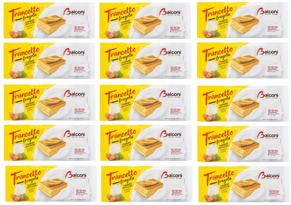 15x 280g Balconi Trancetto Fragola ciastka krem truskawkowy Karton