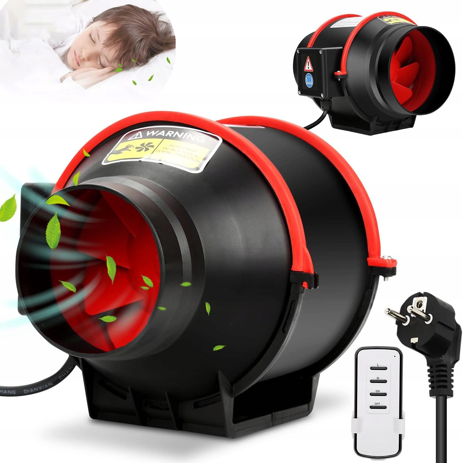 150mm Potrubní Ventilátor pro Odsávání Kouře, 540 m³/h, 2 Rychlosti Dálkové Ovládání