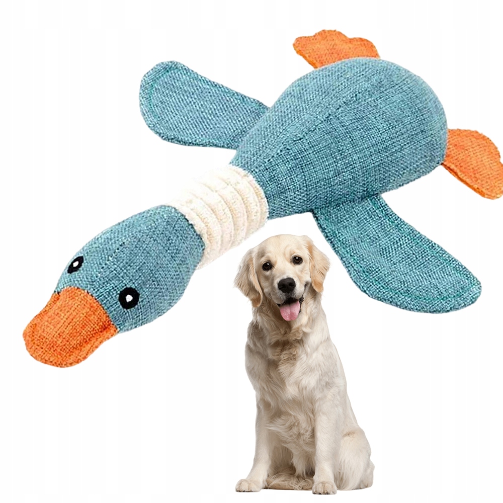 Levně Hračka Pro Psy Pro Kočku Plyšová Měkká Silná Husa Modrá Velká 32 CM