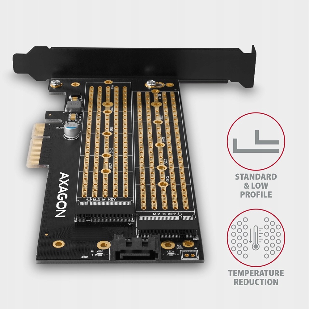 Adapter wewn do PC 2x SSD M2 PCIe M-key SATA B-key Długość 0.15 m