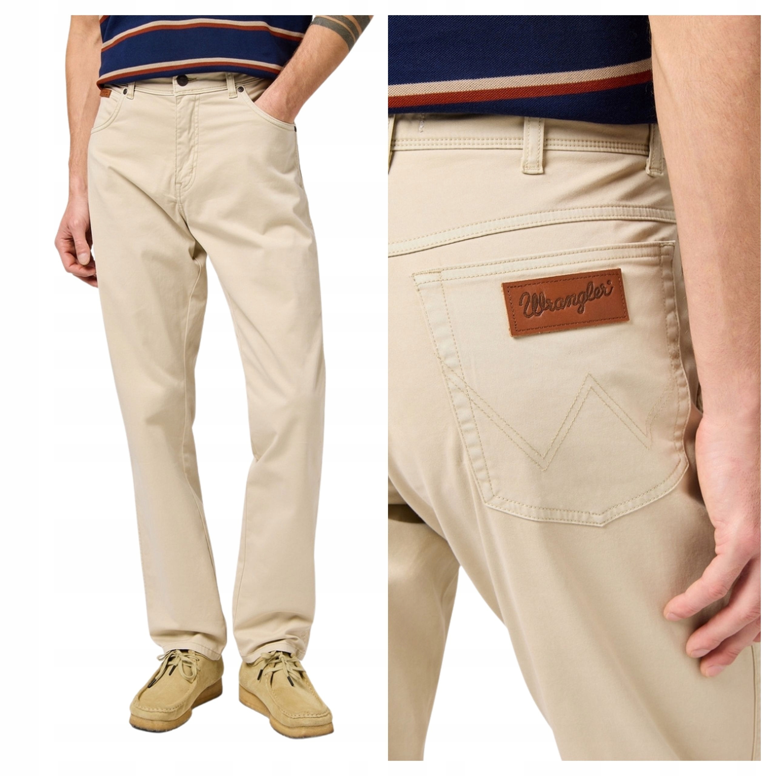 Pánské kalhoty Wrangler Texas Slim Béžové Džíny Casual Klasické W31 L32