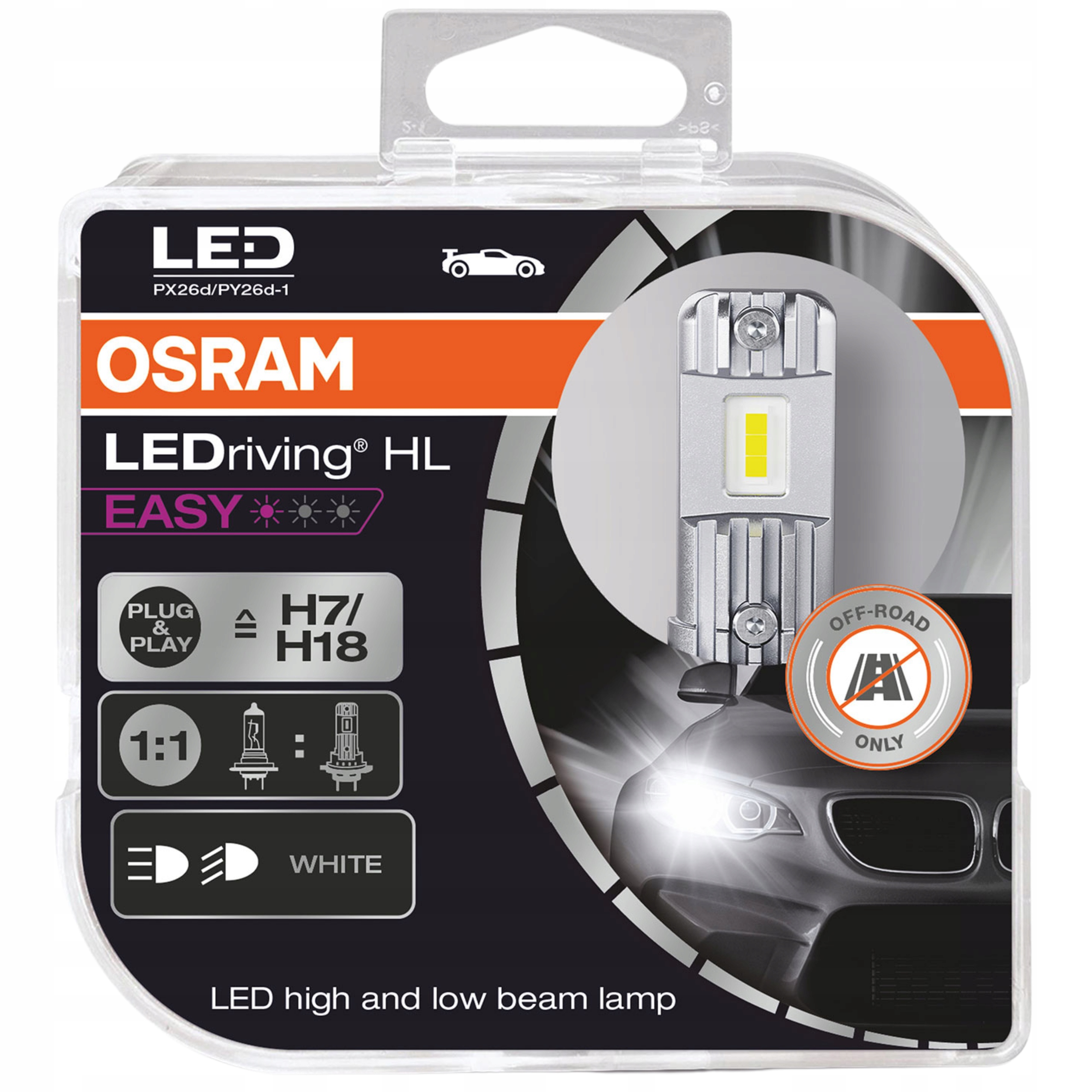 2X OSRAM H7/H18 LED ŻARÓWKA ŻARÓWKI RETROFIT WIĘCEJ ŚWIATŁA +200 EASY FIT EAN (GTIN) 4062172312554