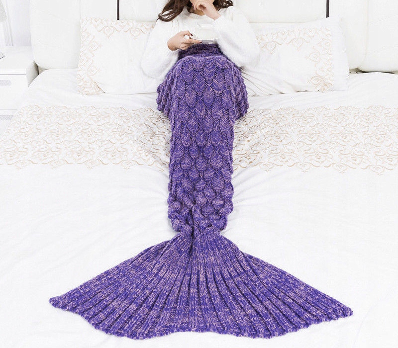 DUŻY KOC OGON SYRENY KOCYK CIEPŁA NARZUTKA KOLORY Długość 180 cm