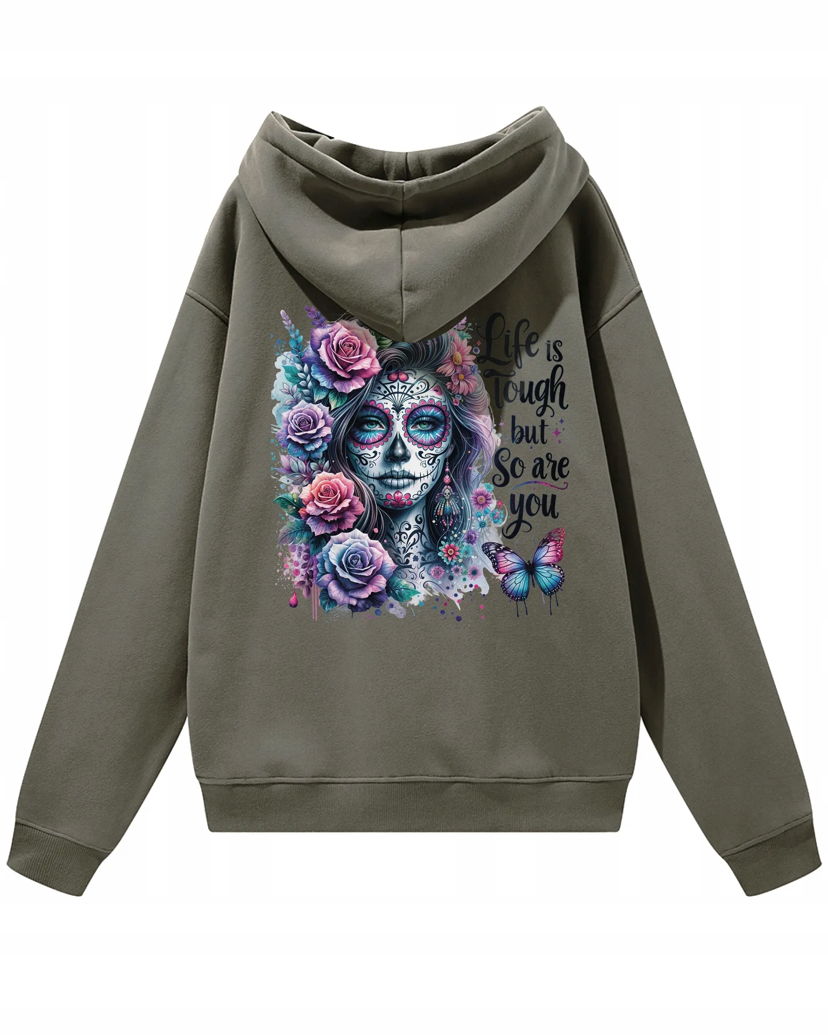 Život je těžký, ale ty taky. Oversize mikina s kapucí šedá, velikost L.